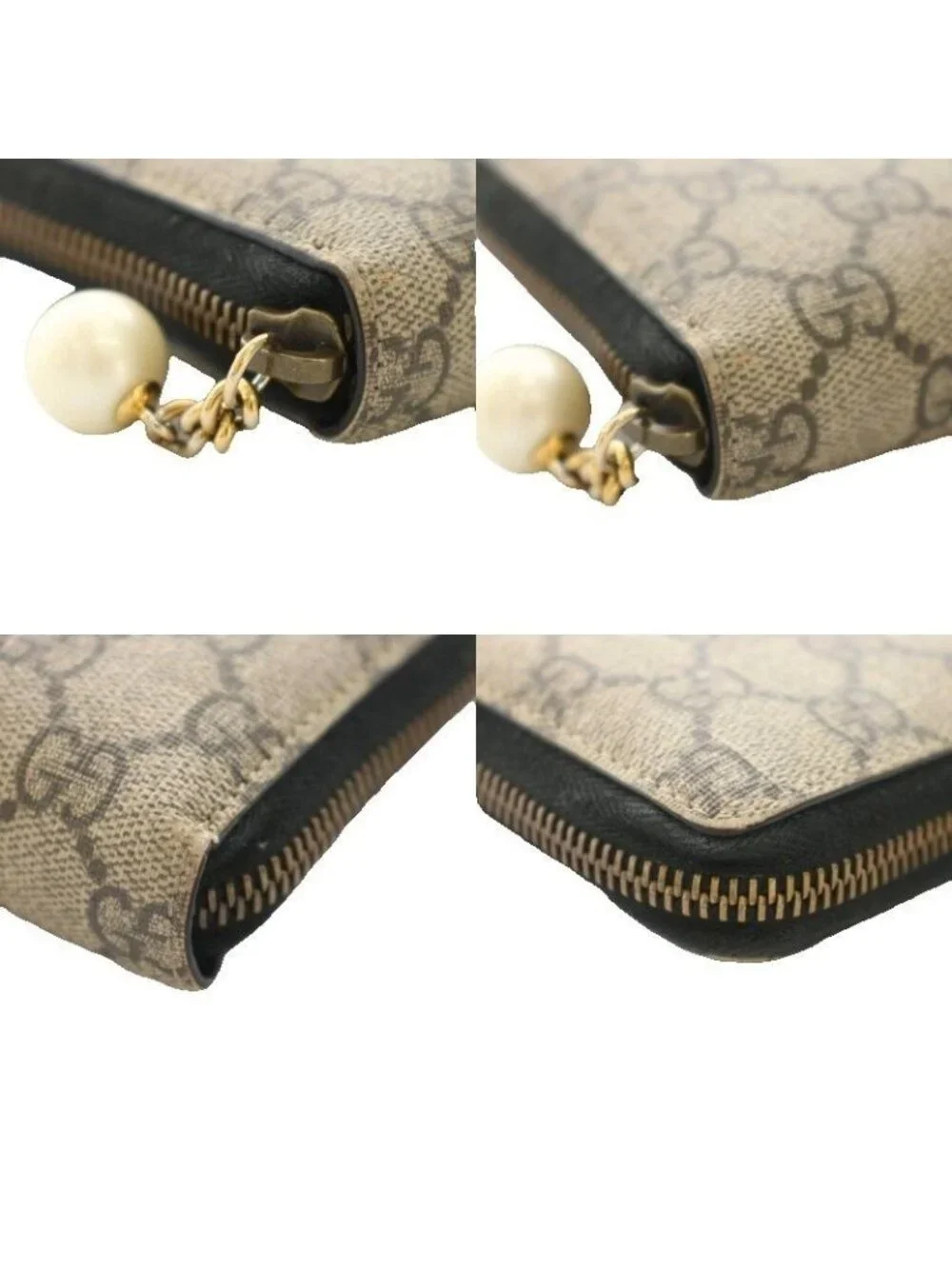 ★SOLD★ Gucci Wallet Zip Around Coin Purse GG Pattern Supreme Leather Pearl Beige - Picture 8 of 9